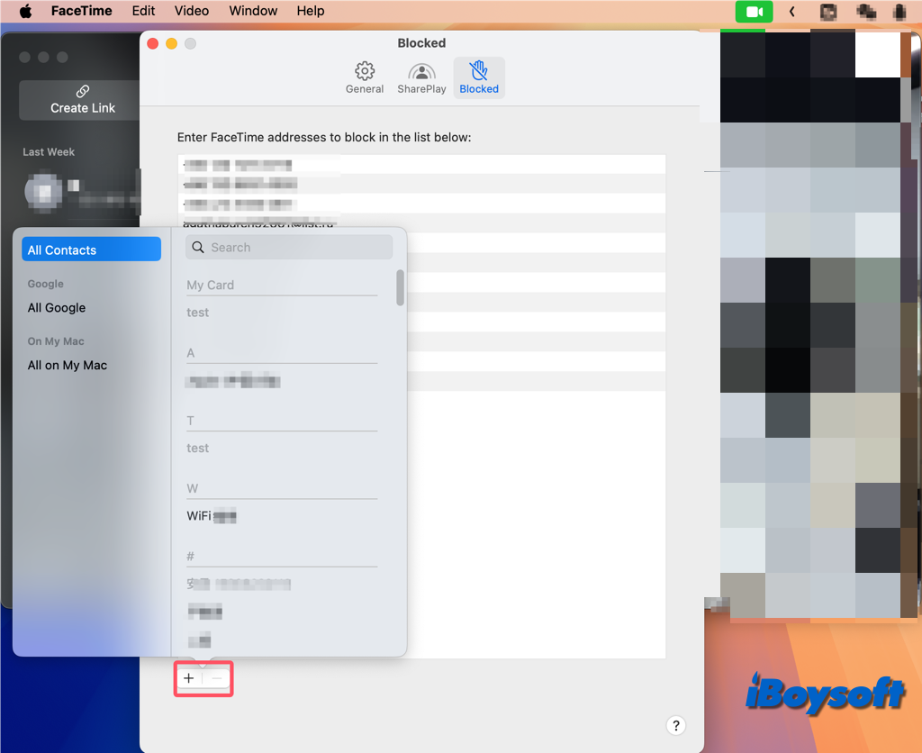 bloquer un contact FaceTime sur mac