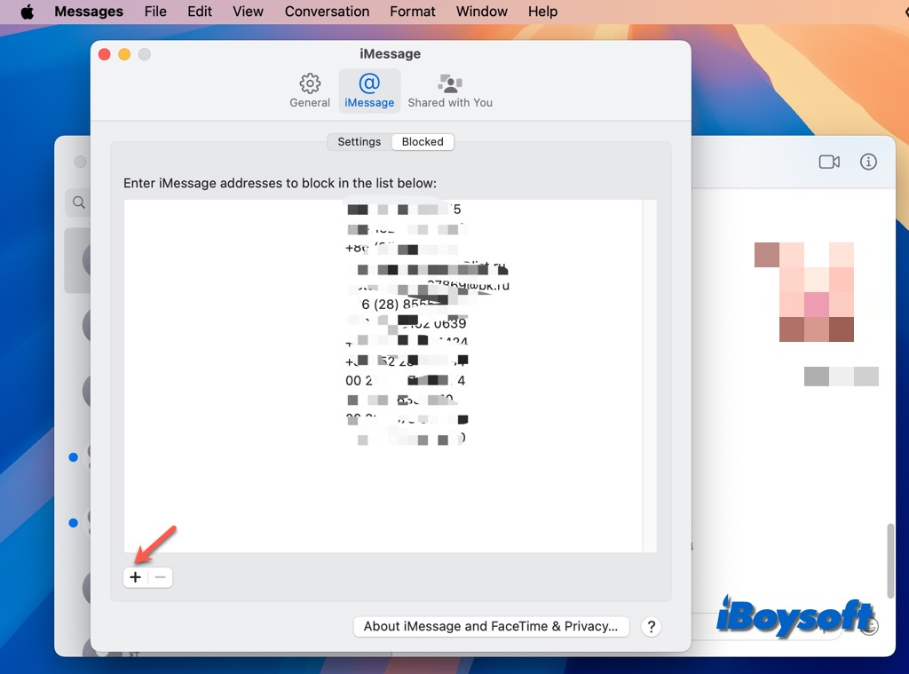 block imessage contact mac