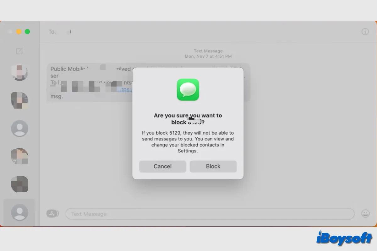 how to block a contact on mac