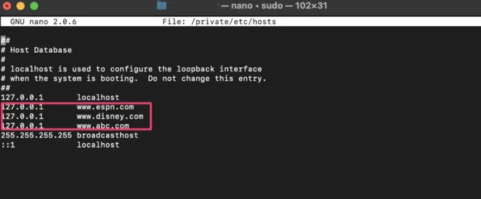 Add websites to block with Mac Terminal