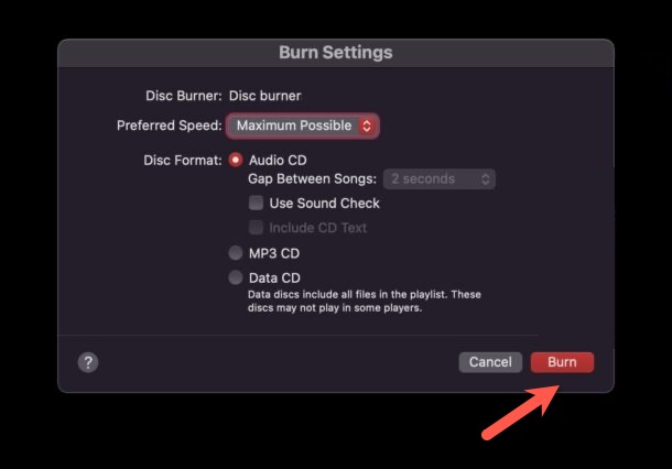 How to burn a CD in Music on MacBook Pro