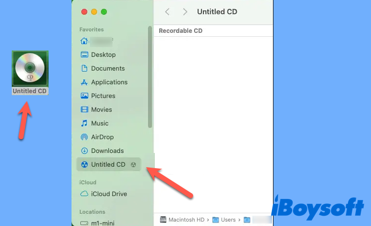 Connect a blank CD to your Mac