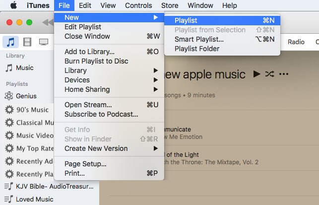 Create a new playlist to burn music on CD on Mac
