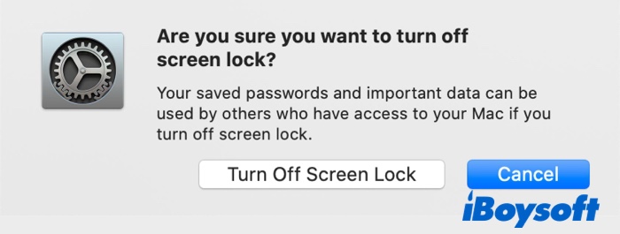 turn off the Mac lock screen