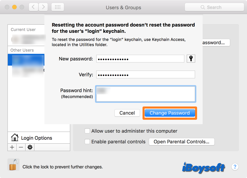 enter new mac login password monterey