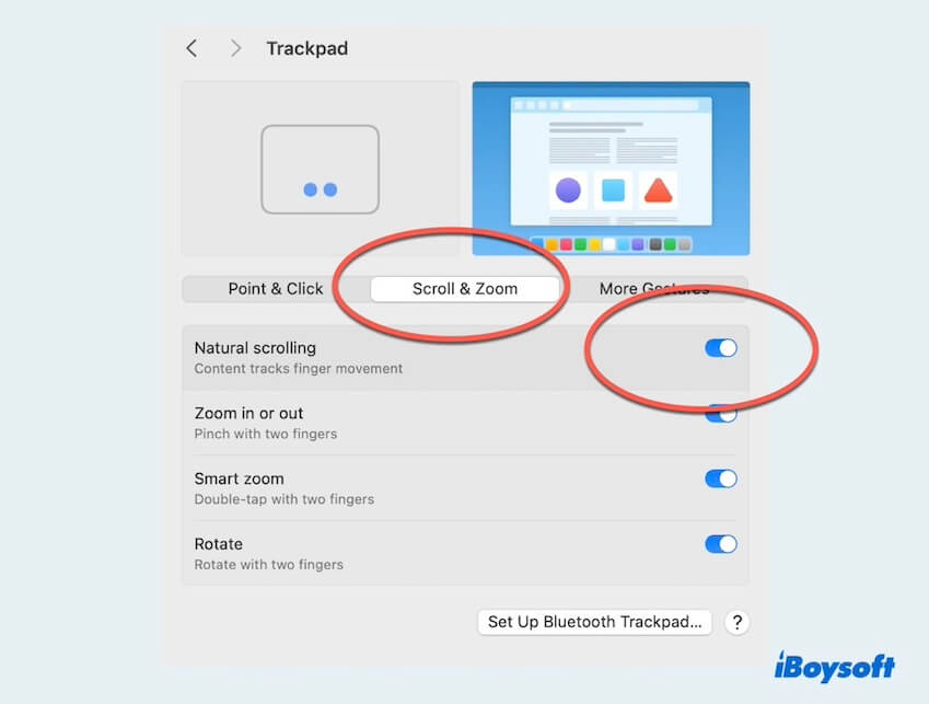 Alterar direção de rolagem do Trackpad do Mac