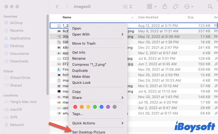 change wallpaper on Mac in Finder