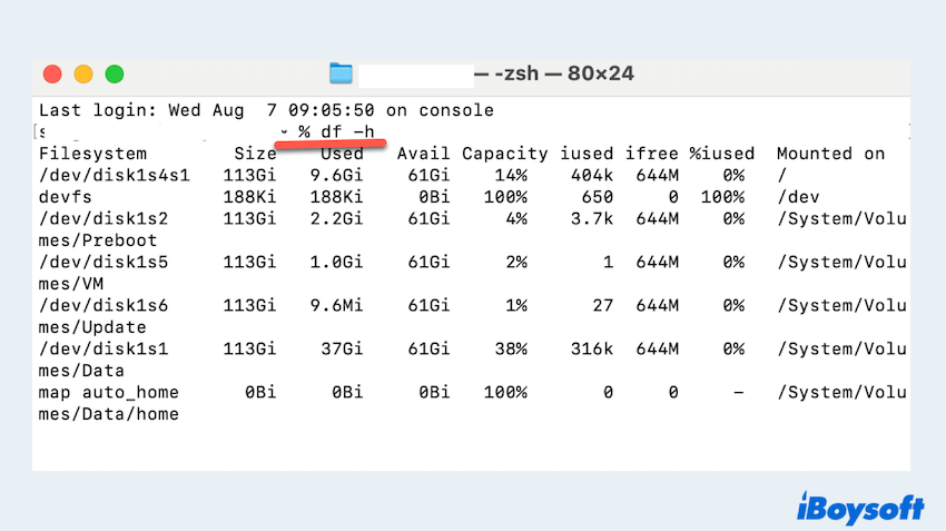 Check SD card space with Terminal