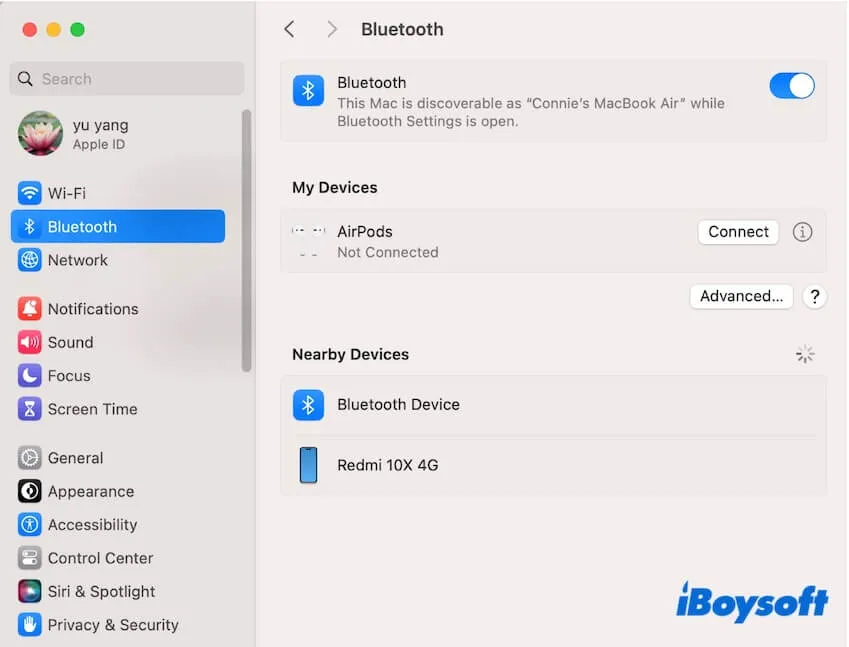 ajustes de Bluetooth en Mac