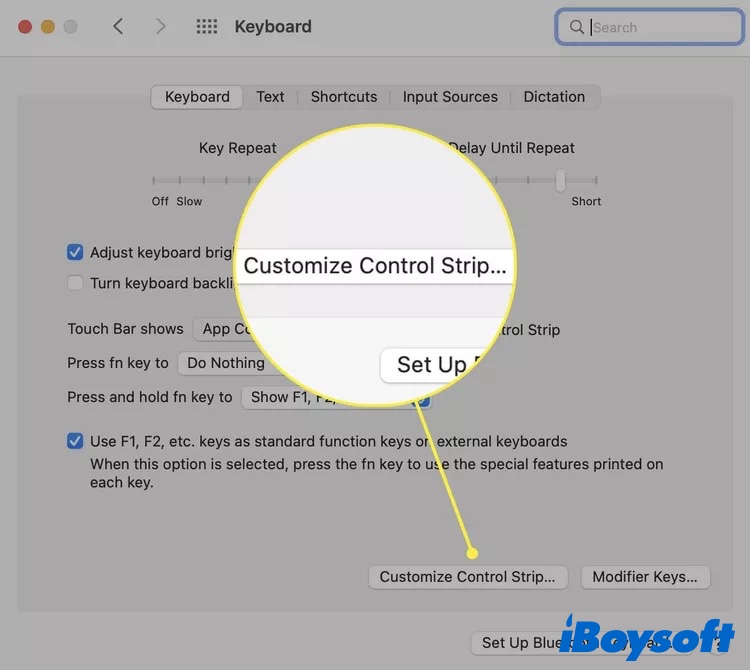 customize Control Strip on MacBook Pro