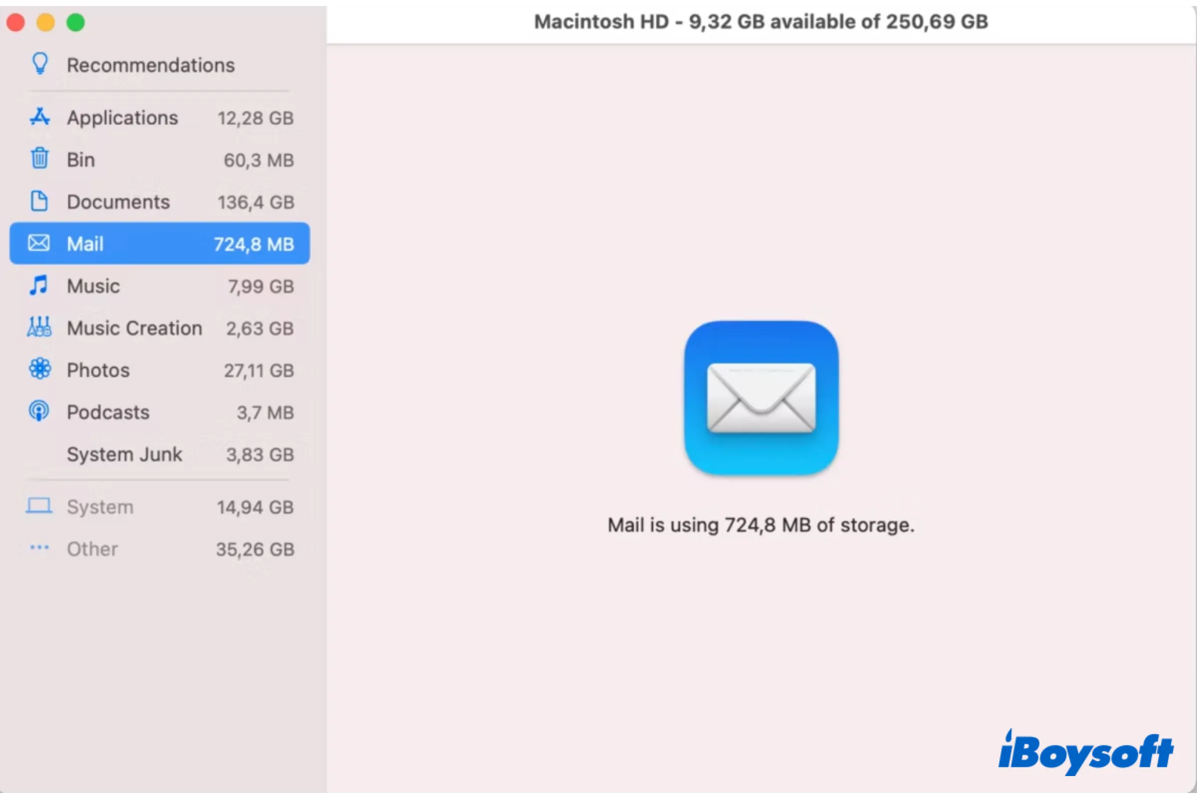 como excluir o armazenamento de e-mail no Mac