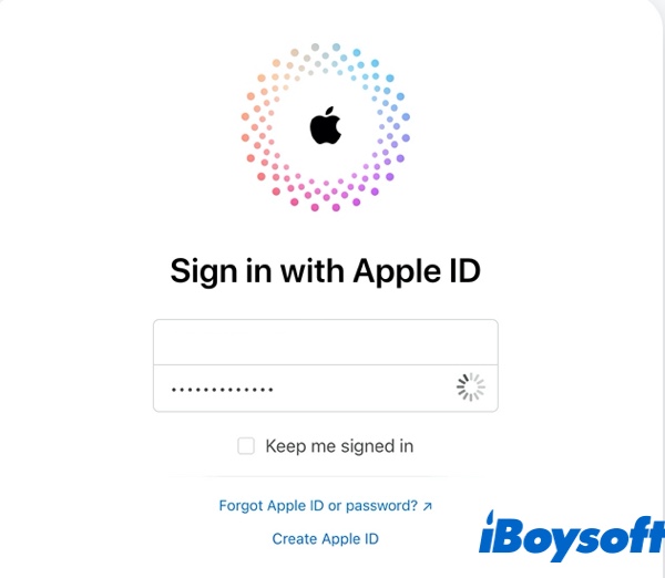 sign in Apple ID in iCloud