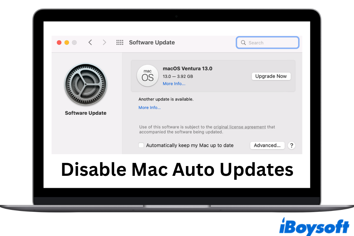 how to disable Mac auto updates