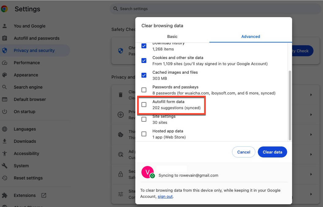 How to disable Google Chrome autofill completion on Mac