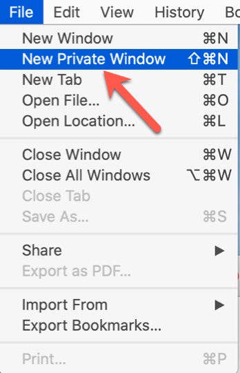 turn on private browsing on Mac