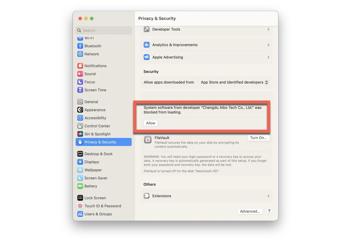 how to enable third party extensions on macOS Sonoma