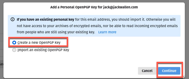 how to encrypt email in Thunderbird