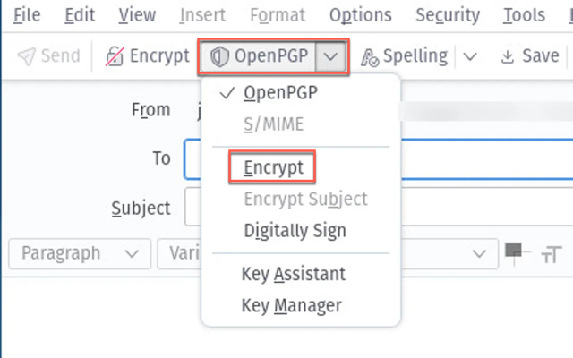 how to encrypt email in Thunderbird