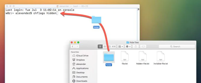 Hide folders on Mac with Terminal