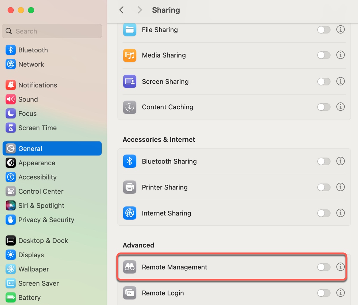 How to disable remote management on Mac