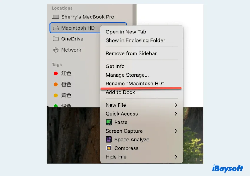 Rename drive on Mac with Finder