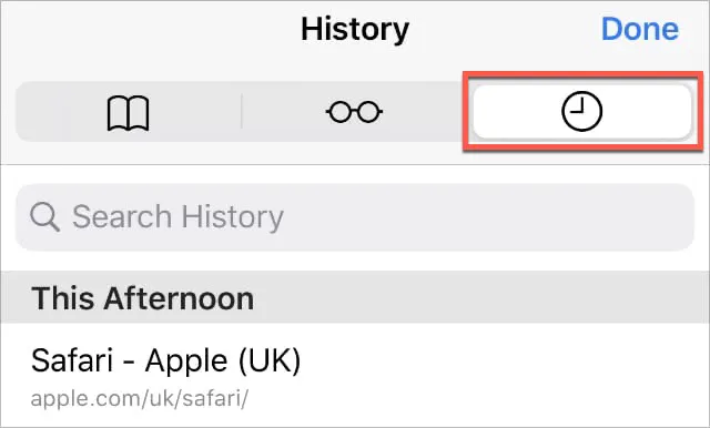 Search for the Closed Tabs in the Safari history