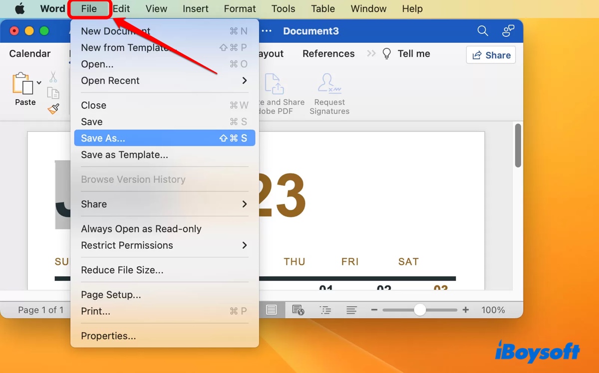 How to save documents on Mac via File menu