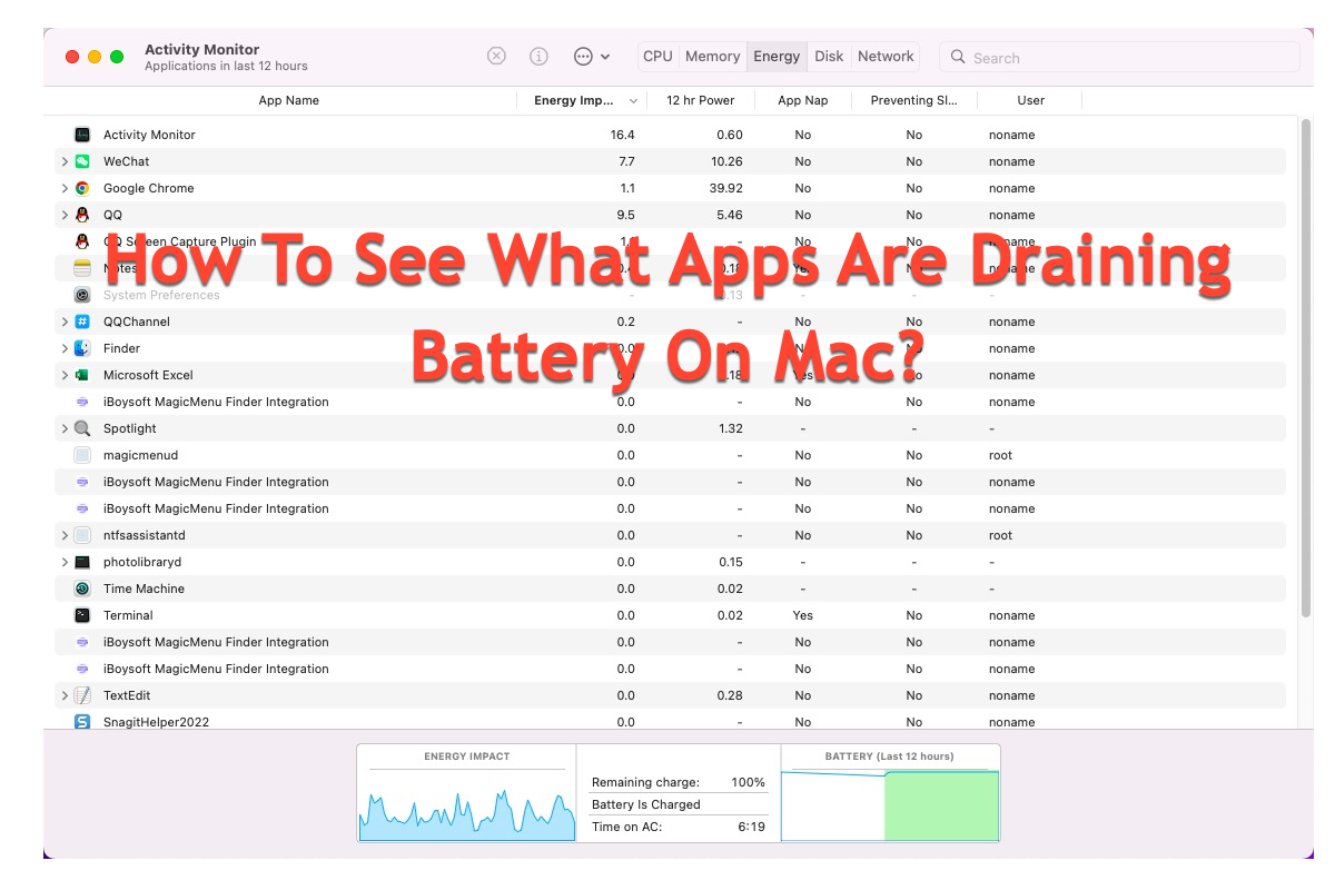 how to see what apps are draining battery on Mac