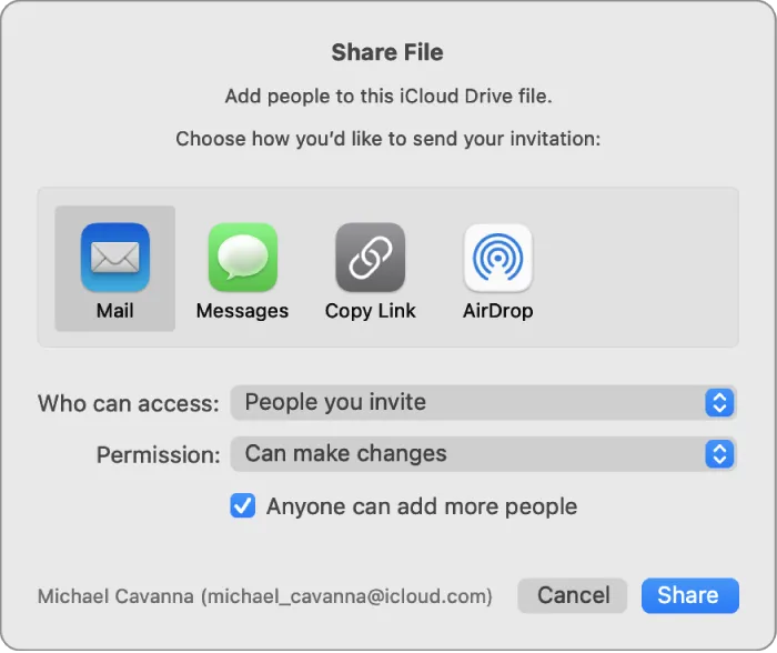 icloud file sharing