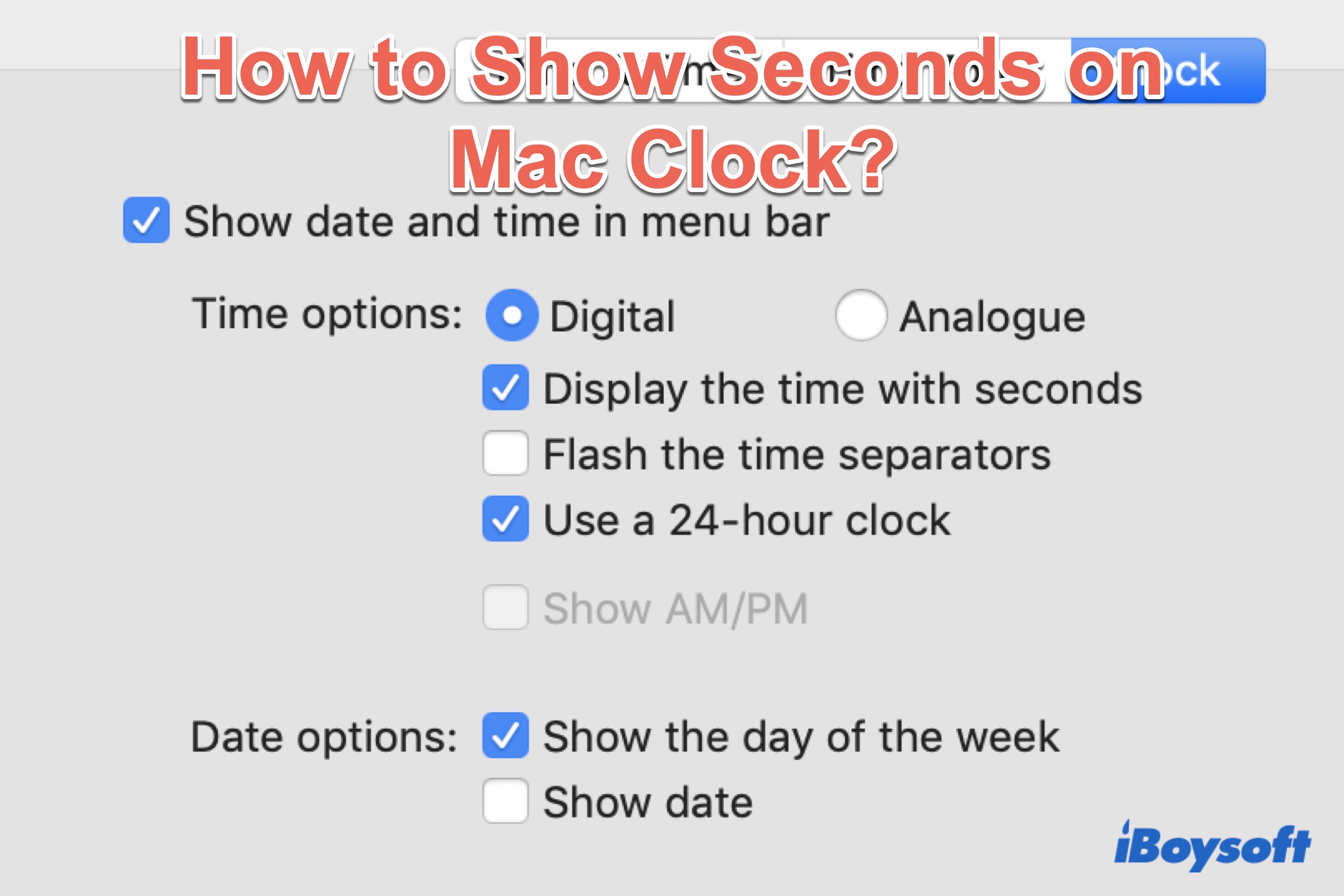 how to show seconds on Mac clock