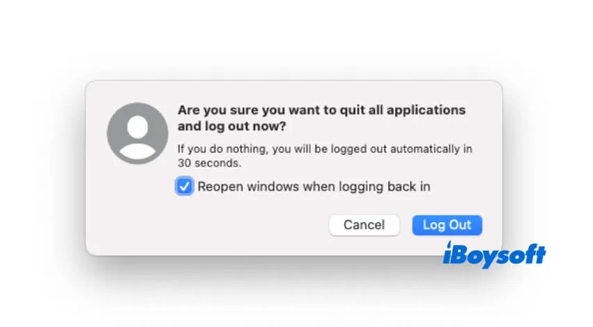 confirm log out Mac