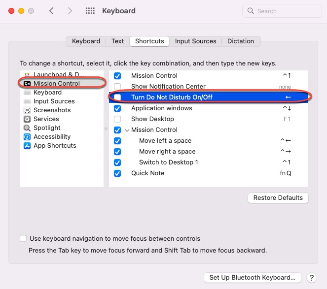 Cómo crear accesos directos de teclado para No molestar en Mac