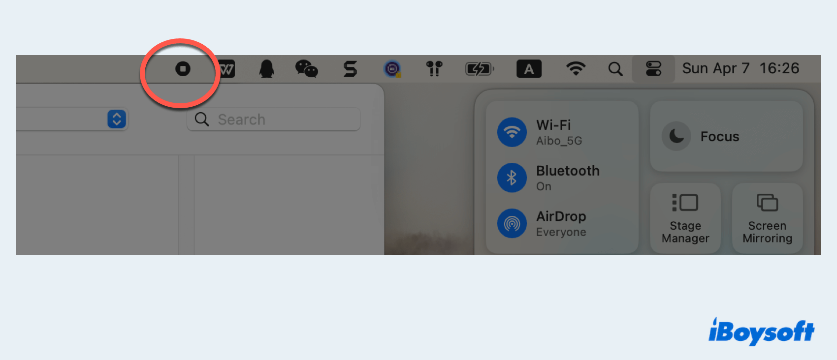 QuickTime-Bildschirmaufnahme auf dem Mac stoppen durch die versteckte Stopp-Schaltfläche