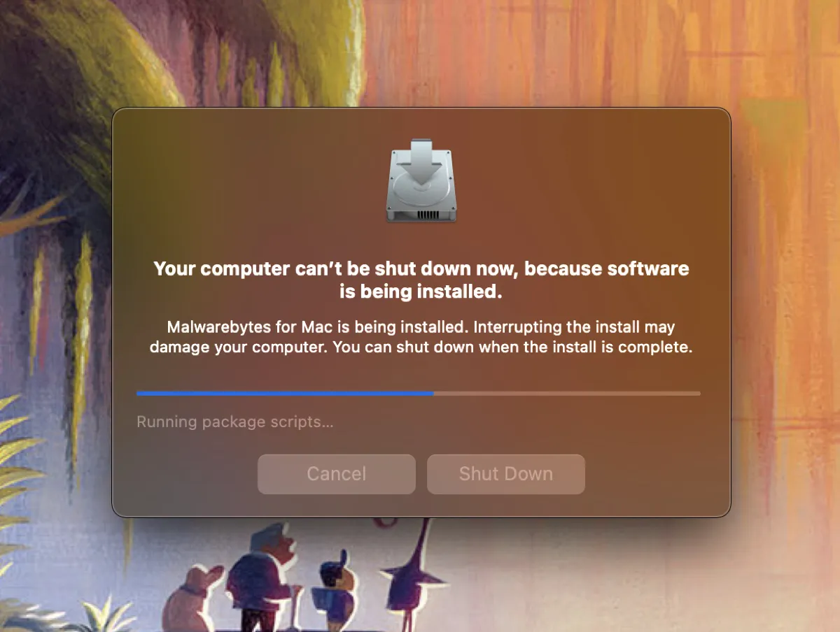 Instalación en progreso en Mac