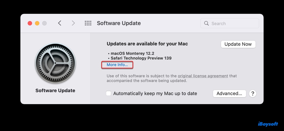 Update macOS before upgrading it