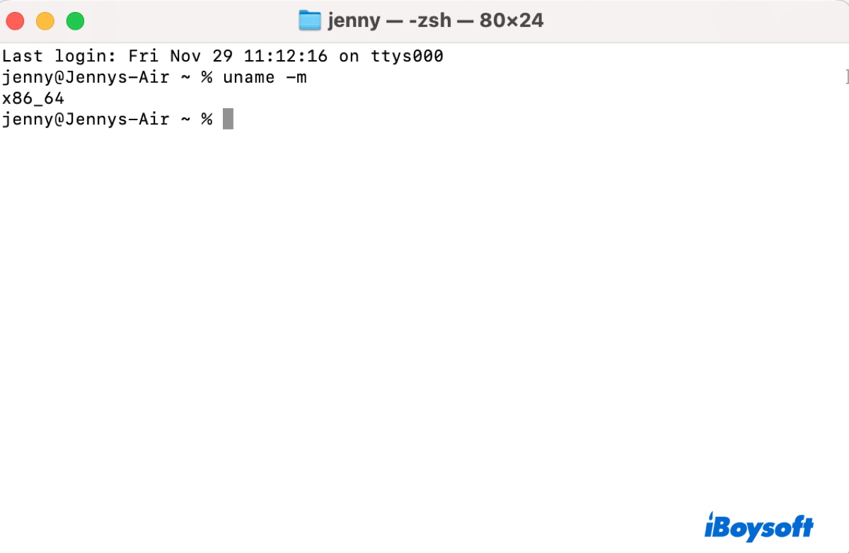 Cómo verificar si Mac es de 64 bits o ARM en Terminal