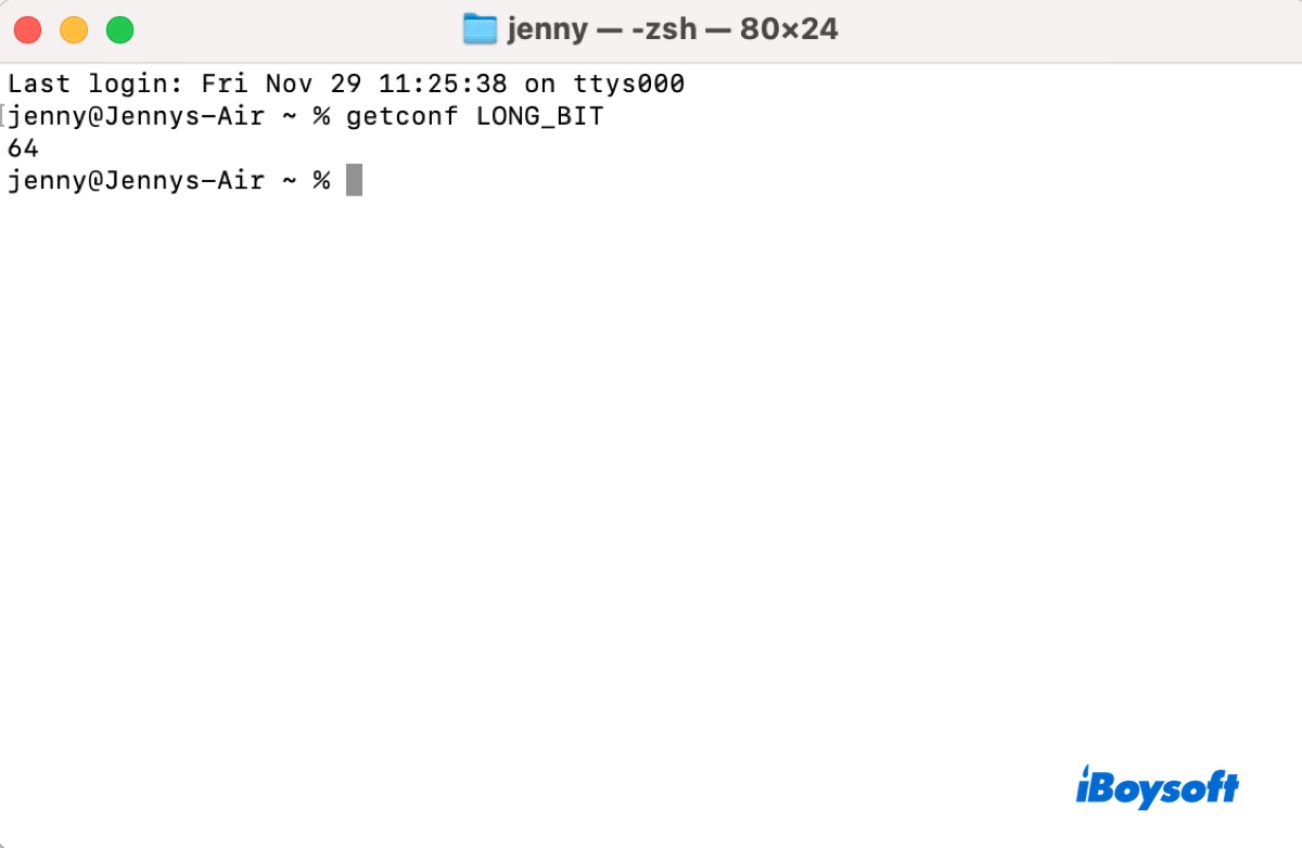 Wie man in Terminal erkennt, ob die CPU 32 oder 64 Bit ist