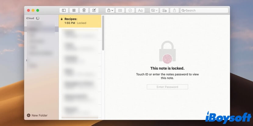 how to lock Notes on Mac