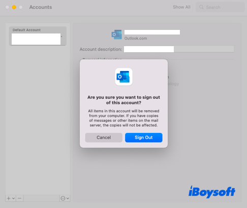 How to log out of a Microsoft Outlook account on Mac