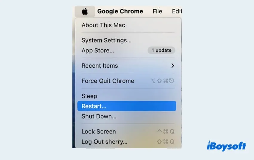 Fix 1 Restart Mac