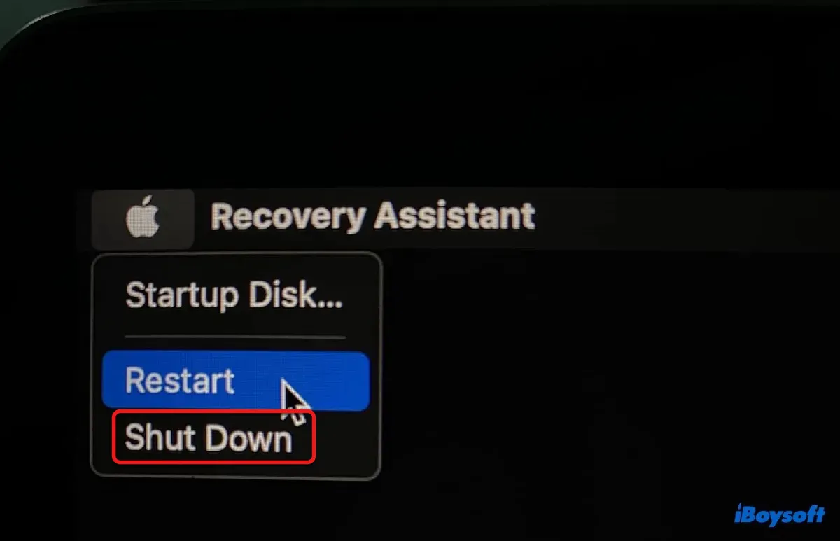 Desligue o seu Mac no modo de recuperação