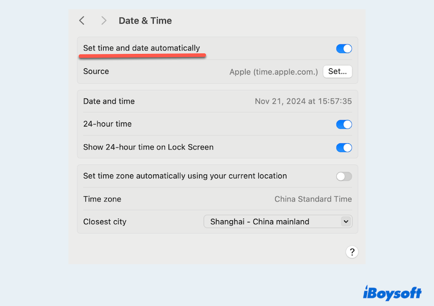 set correct time and date