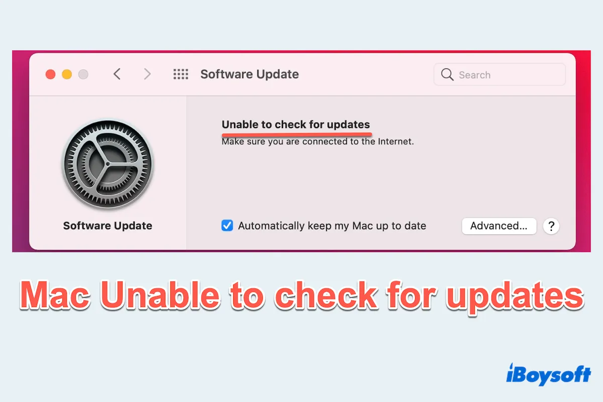 Mac Unable to check for updates