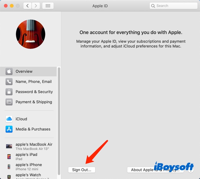 sign out Apple ID on Mac