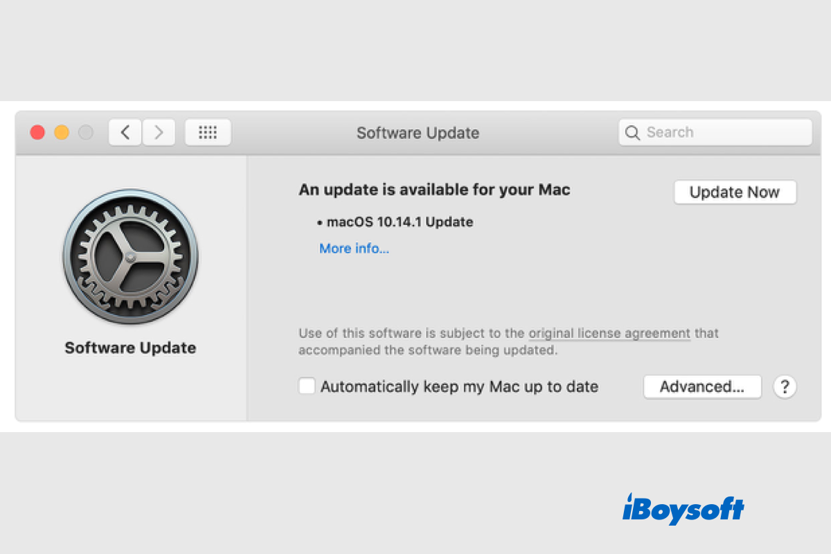 macbook software update not working
