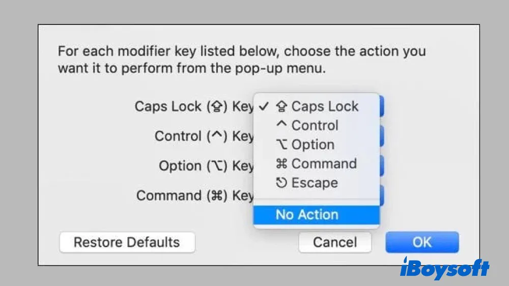 Disable Caps Lock on Mac