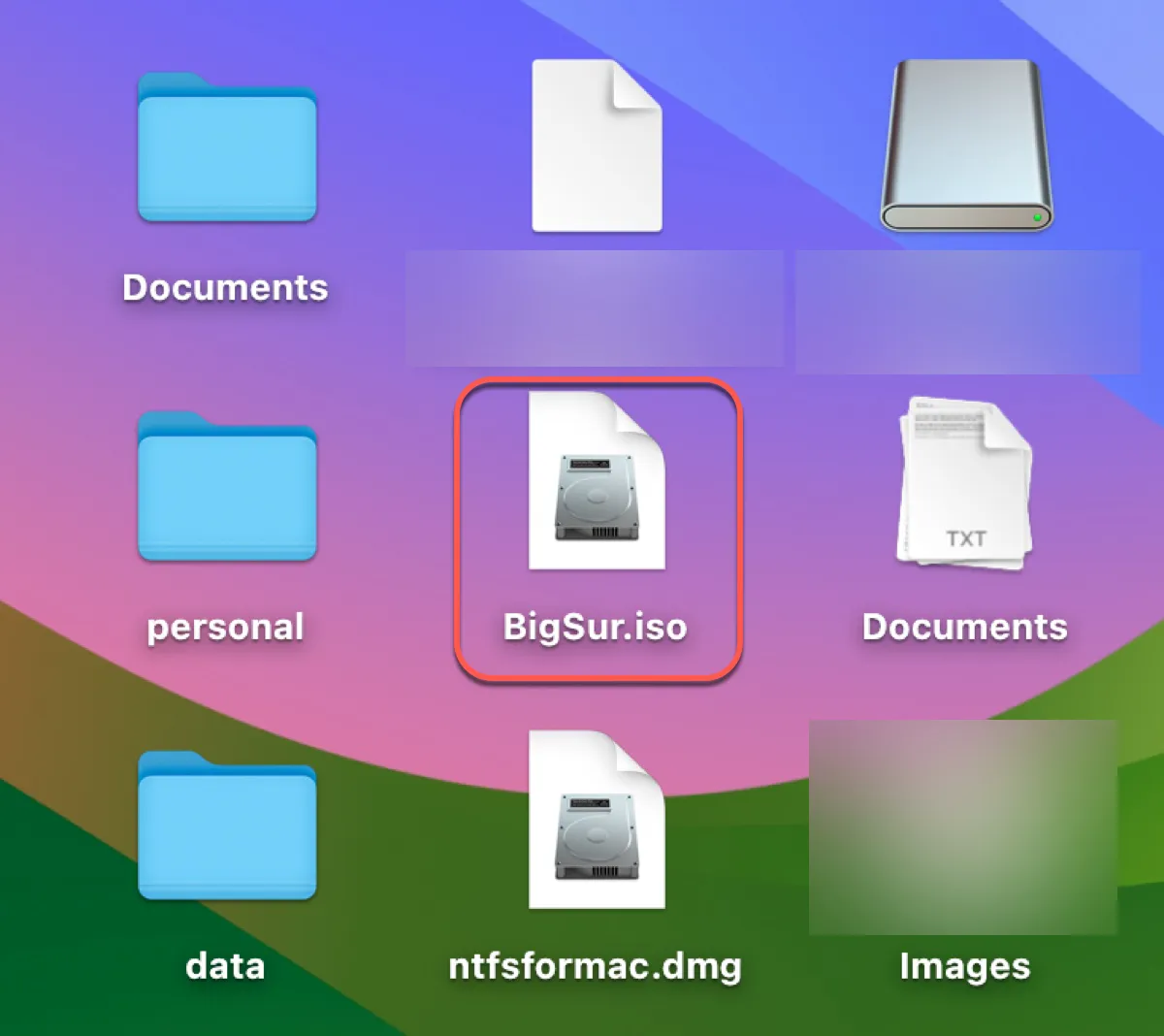 The final macOS Big Sur ISO file on the desktop