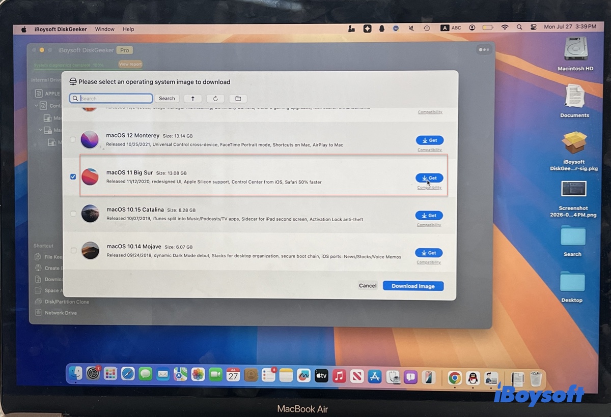 macOS 11 Big Sur auswählen