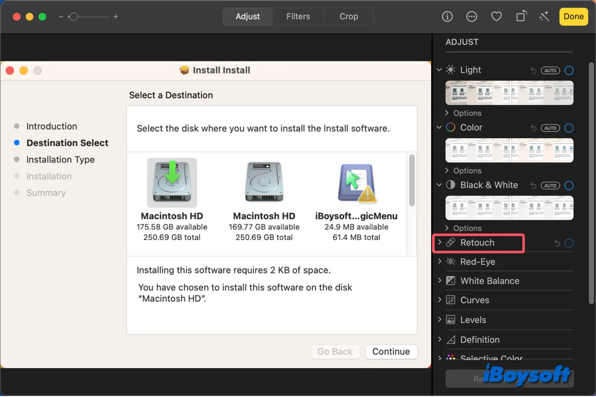 Ferramenta de Retoque do macOS Sequoia Fotos Ausente