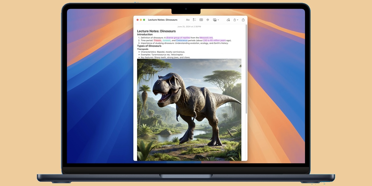 Mejoras en Notas en macOS Sequoia